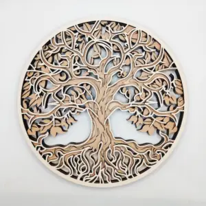 tableau Arbre de vie en 3 bois - Atelier Aby - Bretagne