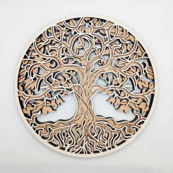 tableau Arbre de vie en 3 bois - Atelier Aby - Bretagne