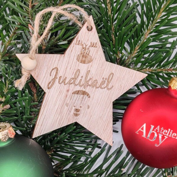 Décoration de Noël en bois personnalisable - Étoile – Image 2