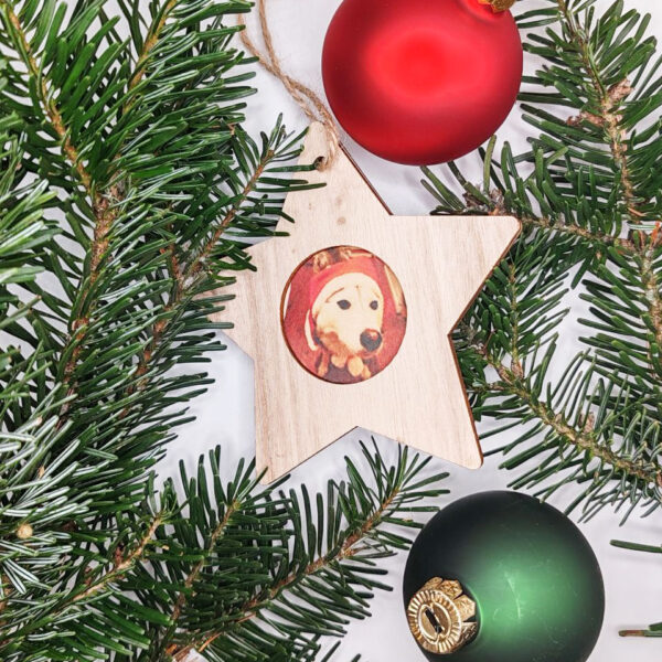 Décoration en bois personnalisable - Étoile avec photo – Image 2