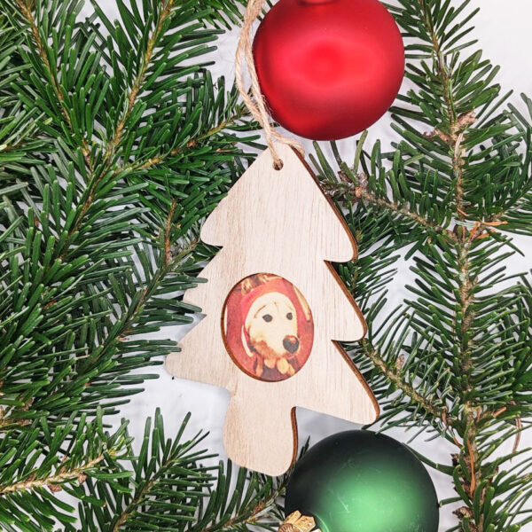 Décoration en bois personnalisable - Sapin avec photo – Image 2