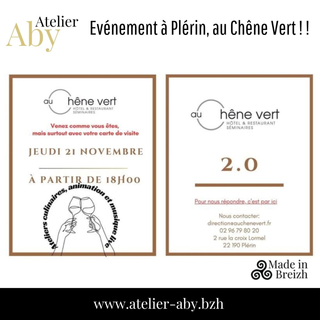 Soirée au Chêne Vert 2.0 - hôtel restaurant de Plérin - Atelier Aby - Côtes d'Armor