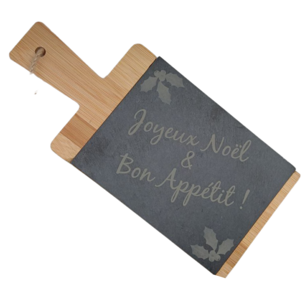 Planche apéro personnalisable en bambou et ardoise - Plérin - Côtes d'armor - Bretagne