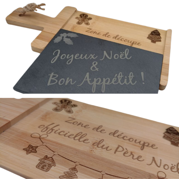Planche apéro personnalisable en bambou et ardoise - Plérin - Côtes d'armor - Bretagne