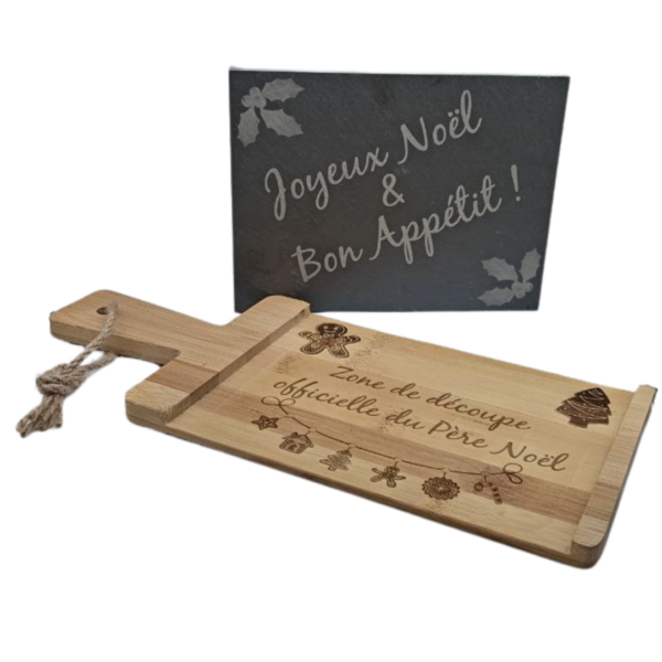 Planche apéro personnalisable en bambou et ardoise - Plérin - Côtes d'armor - Bretagne