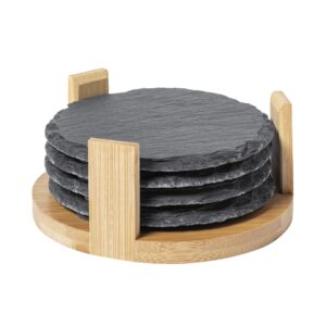 Sous-verres en ardoise et bambou - Atelier Aby - Côtes d'aRmor
