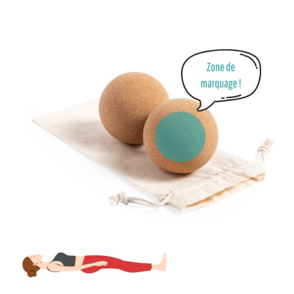 Boules Lièges - position Yoga Pigeon Savasana - Atelier Aby - Bretagne
